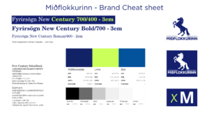 A cheat sheet of the brandguide for Miðflokkurinn