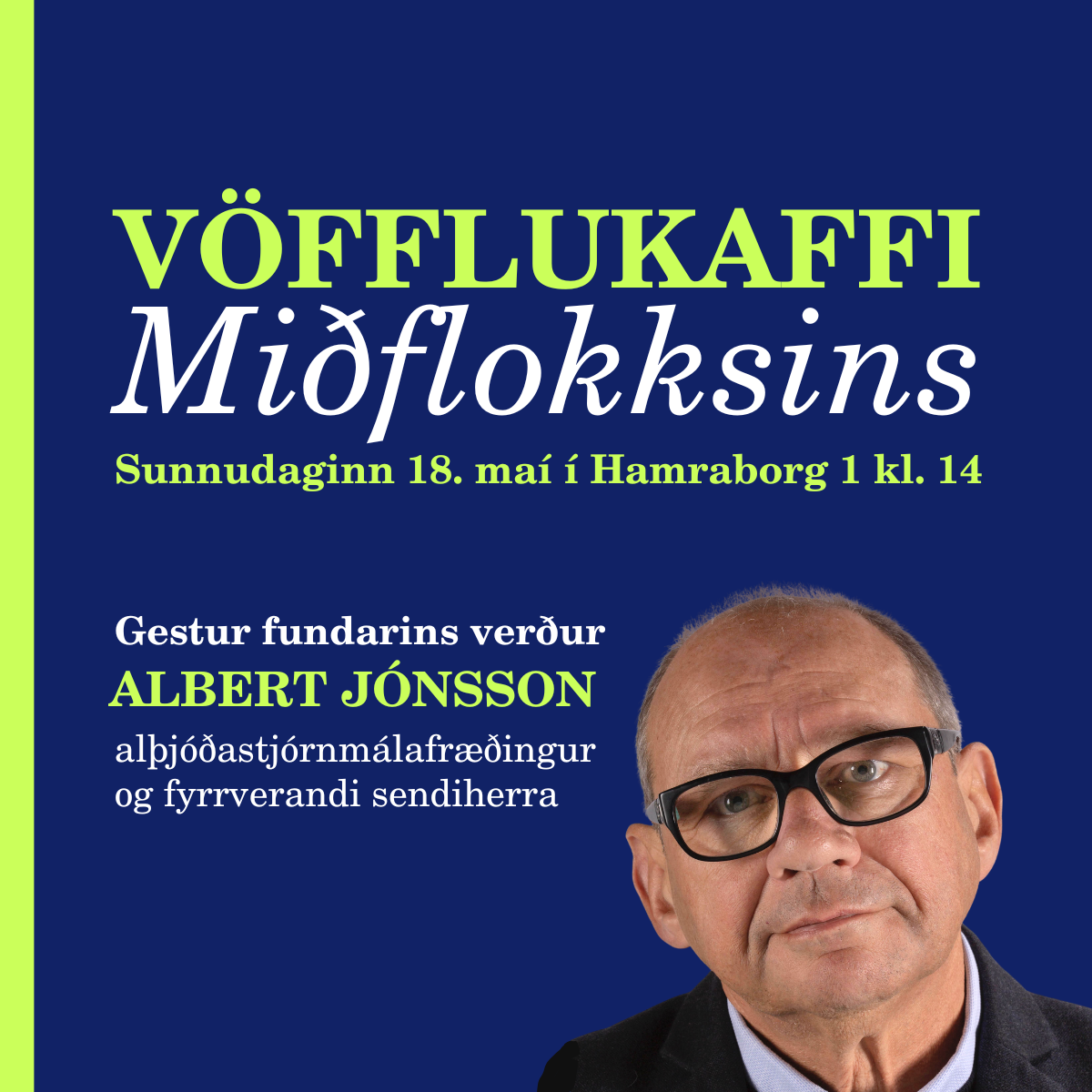 Vöfflukaffi 18. maí kl. 14